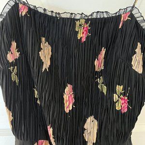 Vintage 90s Sara Campbell Silk Floral Spaghetti Strap Midi Dress Size 4